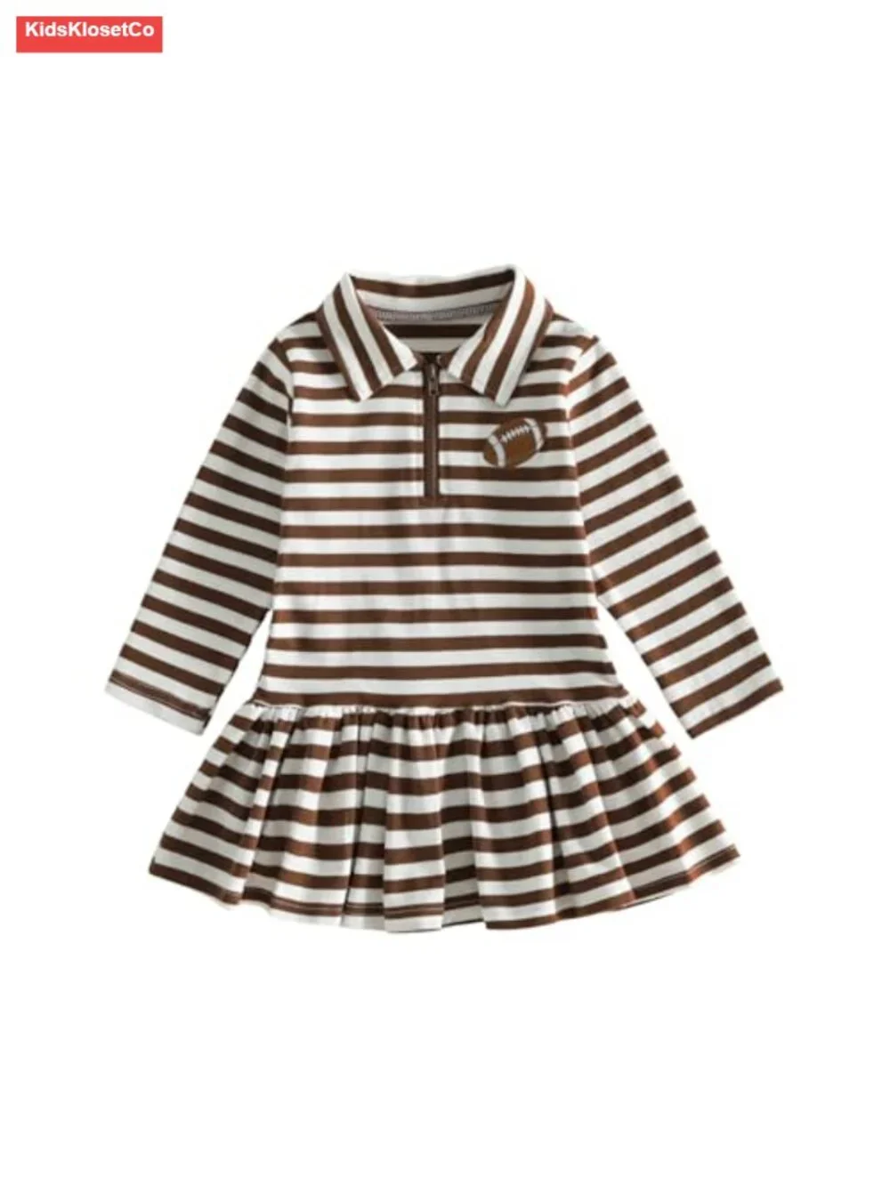 Toddler Girl Football Outfit Rugby Stripe A-line Dress Fall Set